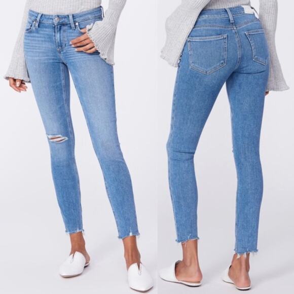 Paige Verdugo Ankle Jeans Jules Destructed Raw Hem Size 32 - Picture 1 of 8